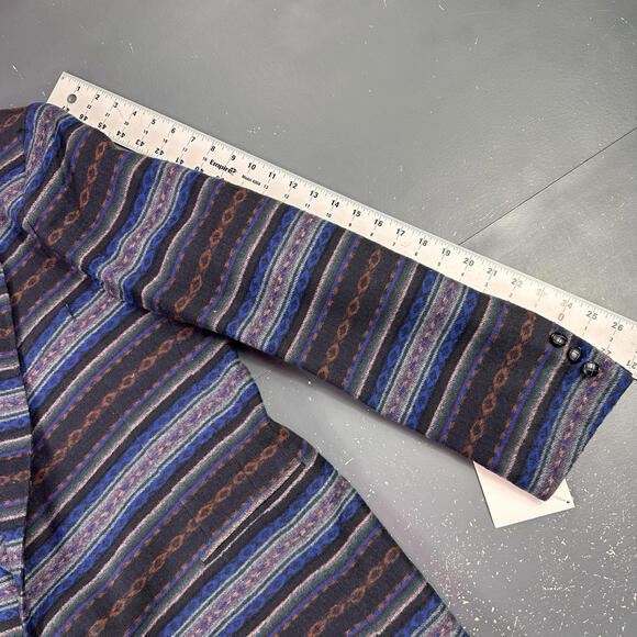 VTG Pagano West Blazer Mens 48 Long Blue Aztec AOP Stockman Wool USA NWT - Picture 7 of 9